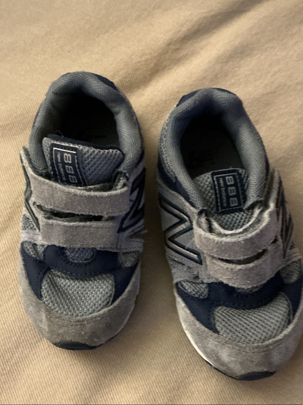 New Balance Kids Grey and Navy Velcro Sneakers